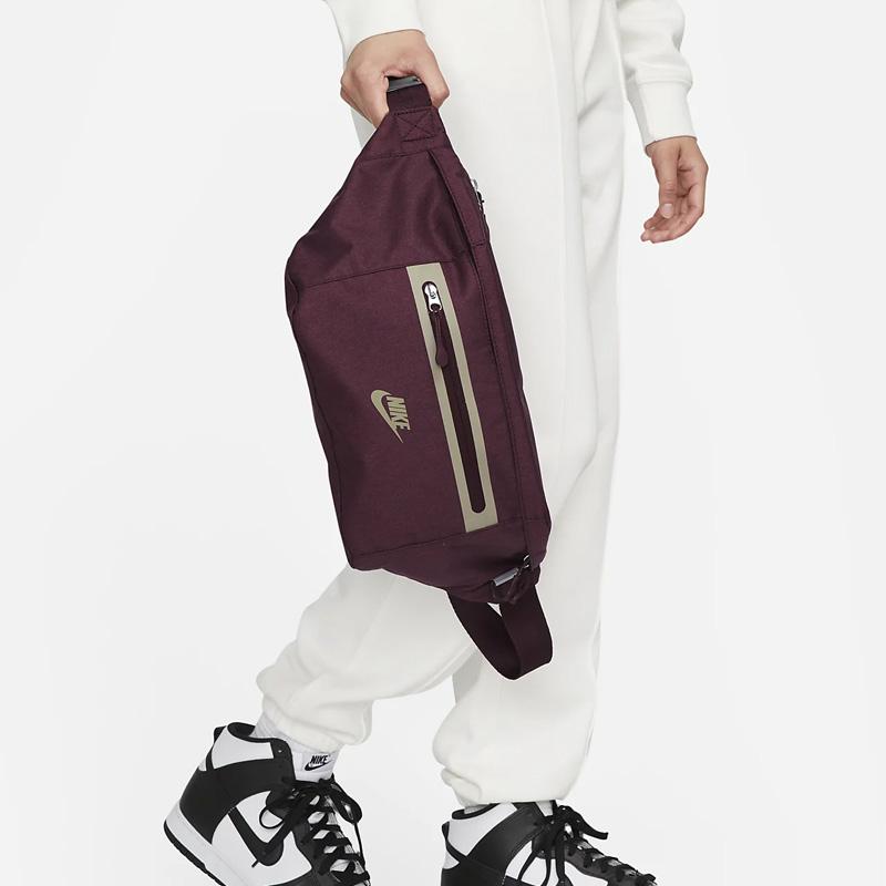 Nike ELEMENTAL Fabric One Shoulder Crossbody Fanny Pack Regular Unisex Night Brown Red/Khaki Casual DN2556-681
