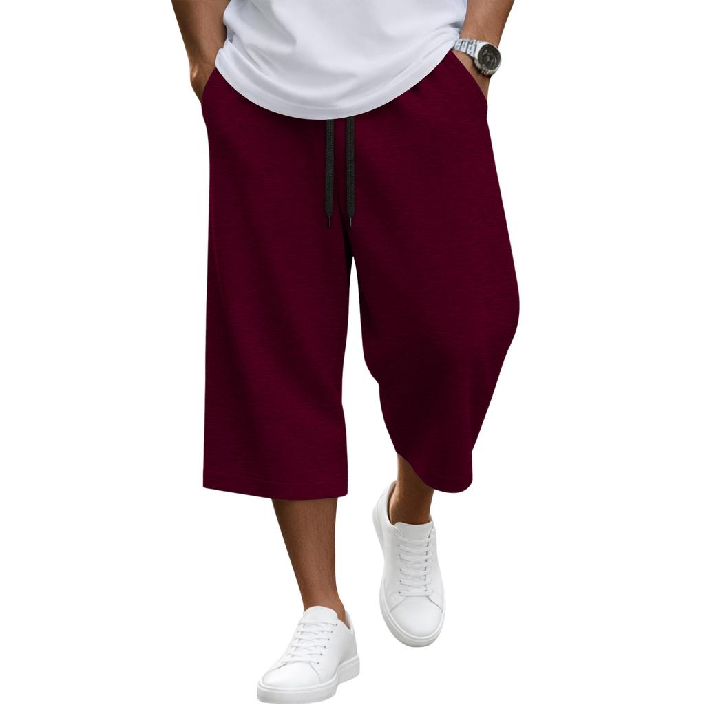 Men Drawstring Waist Casual Loose Fit Knee Length Shorts Lightweight Breathable Fabric Relaxed Style for Everyday Wear