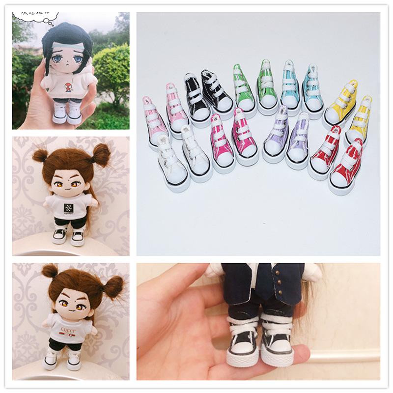 1 Pair Mini Rag Doll Canvas Shoes Finger Shoe Cute Skate Board Fingerboard for Breakdance Doll Shoe