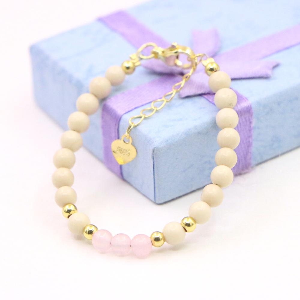 Charm Lovely Natural Stone Crystal Bracelet Baby Baptism Lobster Clasp Parts Yoga Christmas Wedding Girls Gift Jewelry Fashion