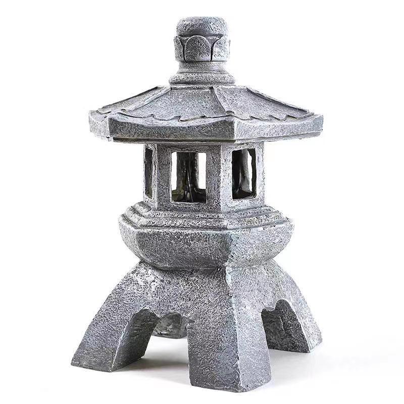 Outdoor solar lights Chinese Zen stone tower courtyard decoration garden ornaments small palace lanterns layout B&B landscape lights Solar spire