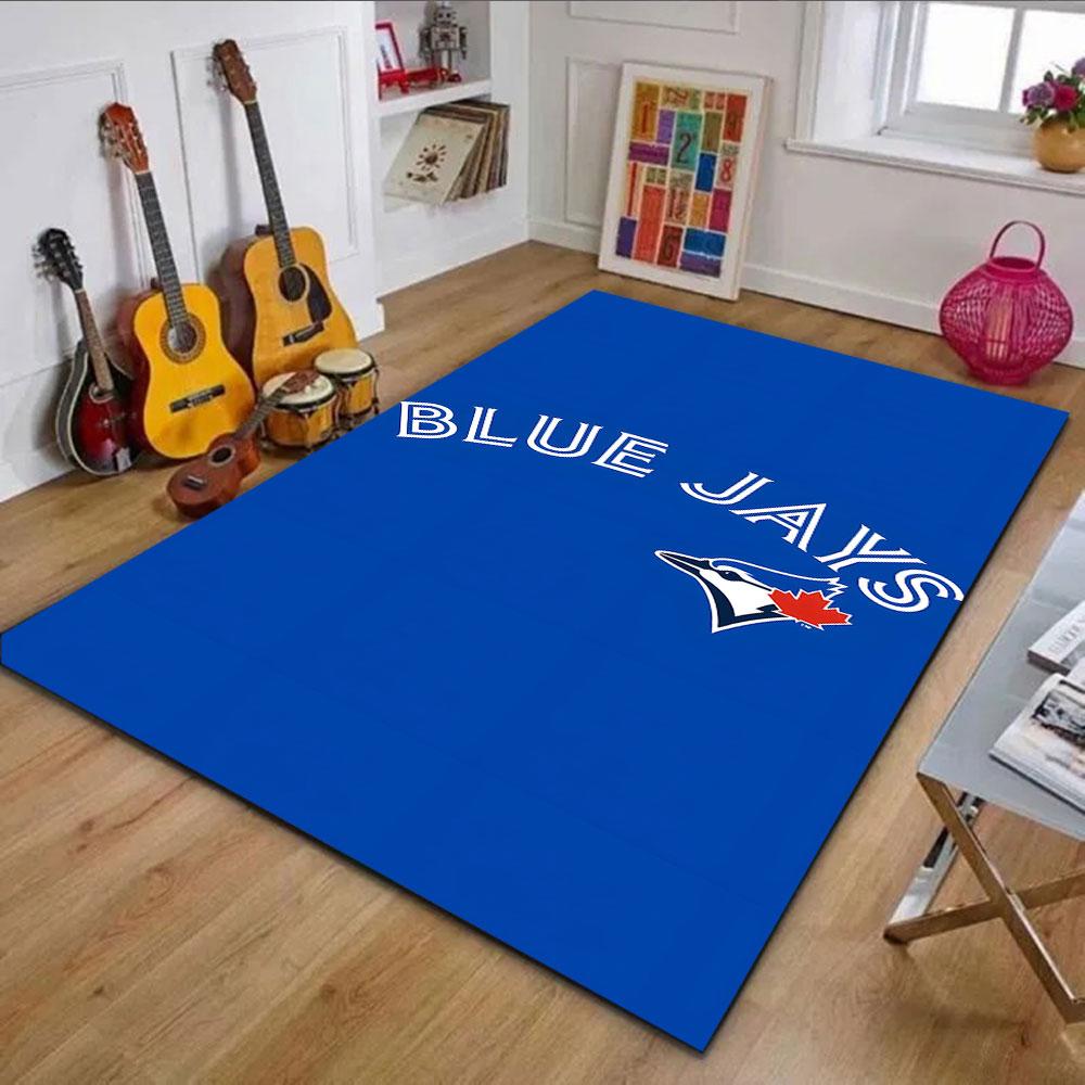 Blue Jays Logo with Red Leaf Patterned Carpet, Non Slip Mat Suitable for Living Room and Bedroom Sofas