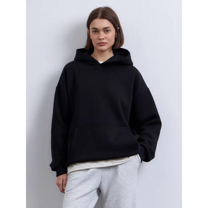 European and American New Loose Casual Hood Long sleeve Pocket Hoodie Top Loose Casual Hooded Top