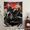Anime Warrior Tapestry Ink Splash Battle Print Polyester Wall Hanging Action Anime Themed Home Decor for Bedroom  Dorm