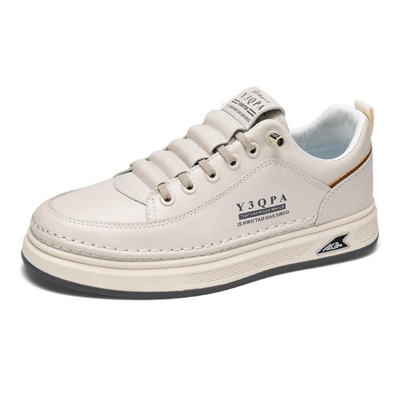 Men's Summer White Leather Slip-On Casual Breathable Shoes