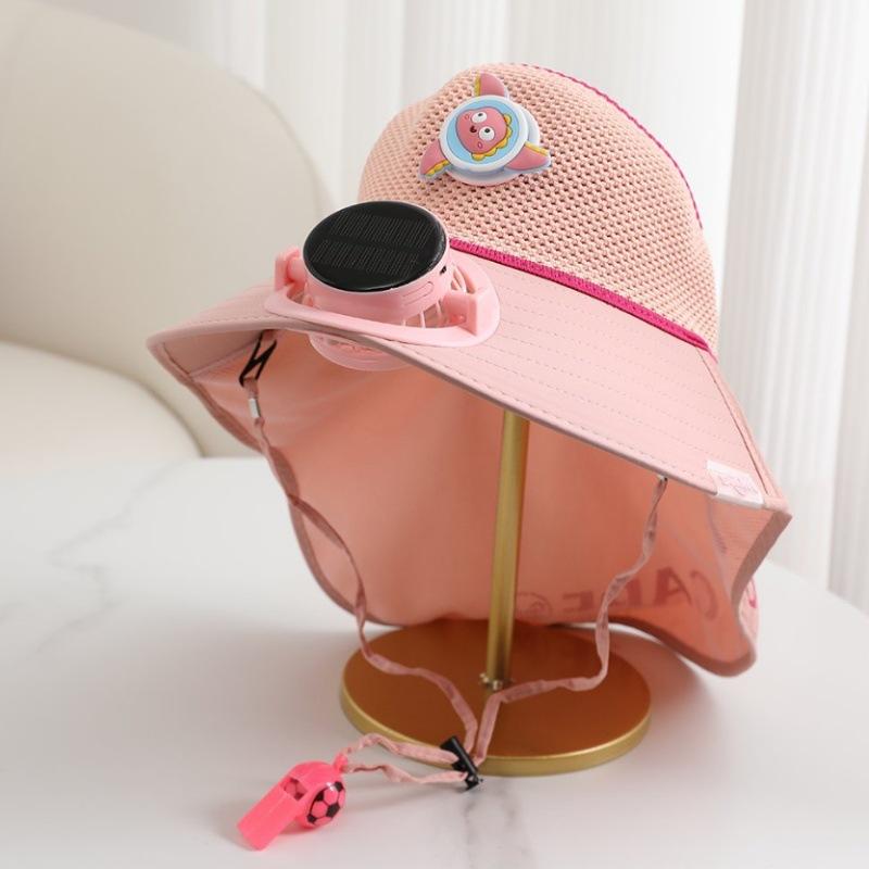 Children's Hat Summer Solar Charging Fan Shawl Hat Boys and Girls Sunshade Eaves Empty Top Bucket Hat