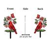2D Acrylic Garden Stake Featuring Bird and Floral Design Suitable for Outdoor Lawn Decoration and Yard Ornament