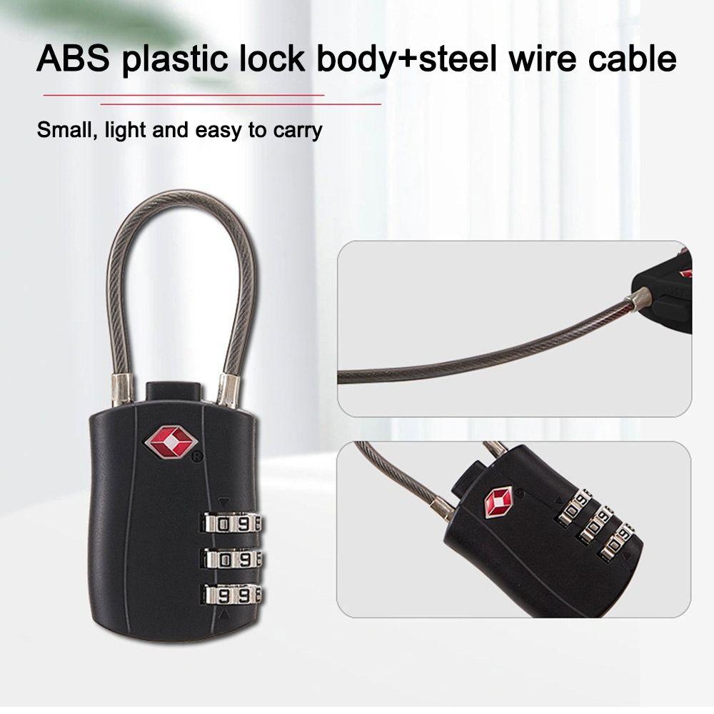 TSA Customs Password Lock Anti-theft Wire Rope Padlock Durable 3 Digit Combination Lock  Travel