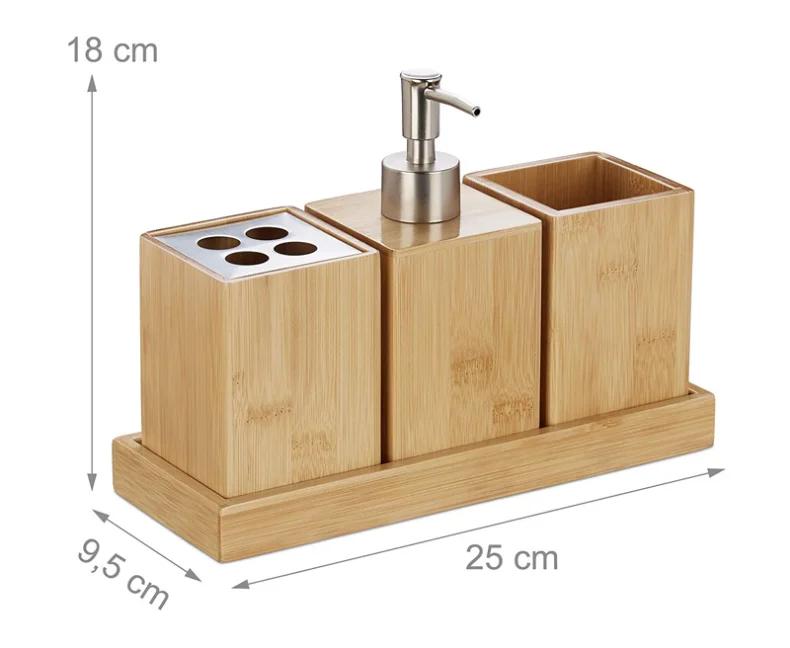 Bathroom wooden bamboo bath storage box soap dispenser Hotel toiletries set Bathroom set