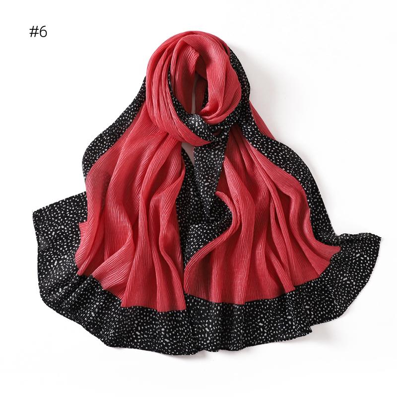80*180cm Women Plain Solid Wrinkle Hijab Scarf Lady High Quality Wraps Shawls Muslim Headband Islamic Scarves Ramadan