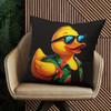 Pillowcase 1Pc, Hawaiian Style Duck Emoticon, Printed Holiday Theme Cushion Cover With Hidden Zipper, Suitable For Sofa, Living