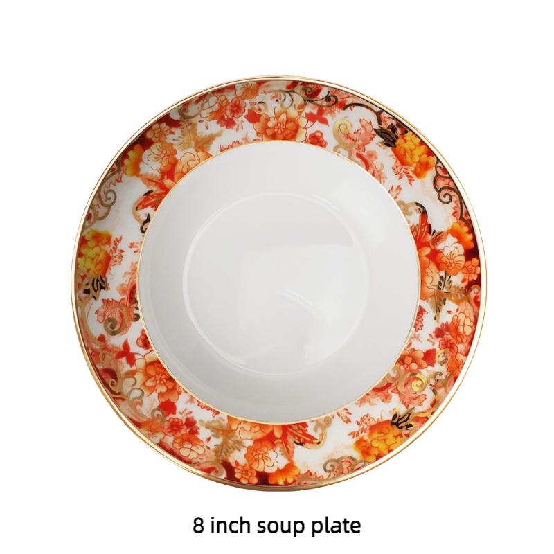 Jingdezhen Luxury Dinner Set Plates and Dishes Hotel Restaurant Ceramic Plate Bone China Porcelain Plate Wedding Gift