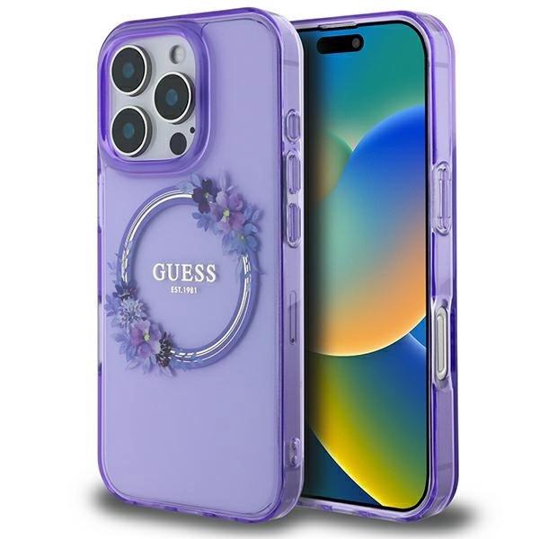 Guess Guhmp16Lhfwfcu Iphone 16 Pro 6.3 Fioletowy/Purple Hardcase Iml Flowers Wreath Magsafe