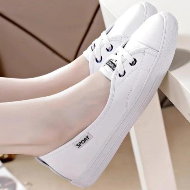 Moda 2024 Nowe Gorące Sprzedaży Damskie Obuwie Codzienne Damskie Wiosenne Codzienne Białe Buty Sportowe Płaskie Buty Oddychające Outdoor Zapatos Mujer