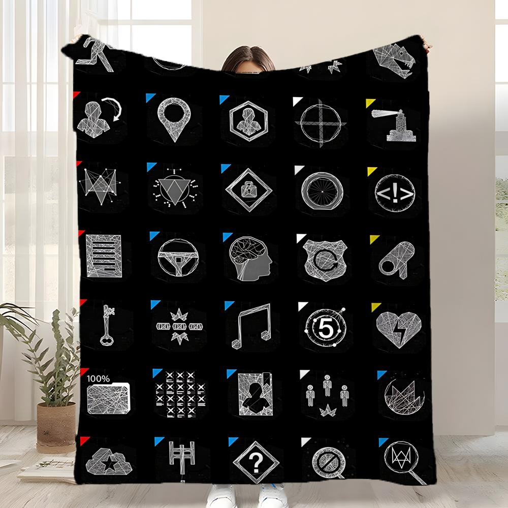 Watch Dogs 2 Throw Kid-Friendly Flannel Throw Blanket Soft Warm Anti-Static Washable All Season