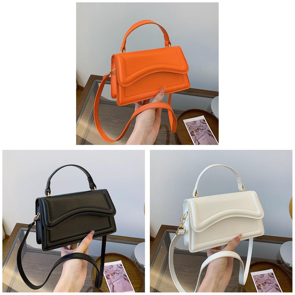 Pu Small Square Bag With Top Flap For Daily Casual Womens Street Style
