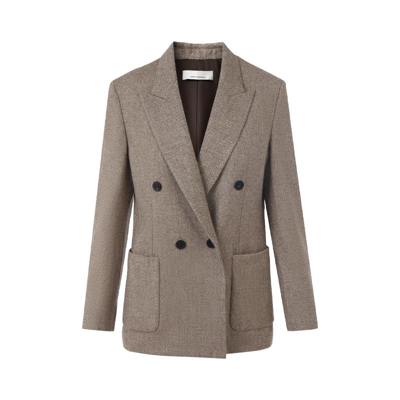 

LANCY Wool Blend Double-Breasted Blazer M