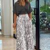 Elegante camisa estampada para mujer, traje casual de moda con pantalones de pernera ancha