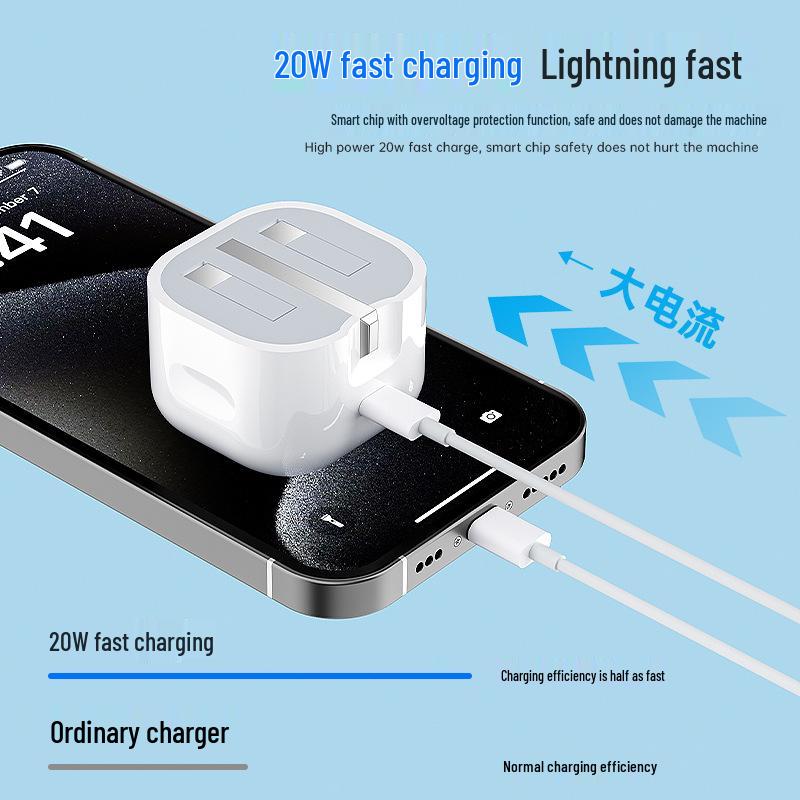 UKCA Certified PD20W UK Charger for Apple 16 with Fast Charging Type-C Cable