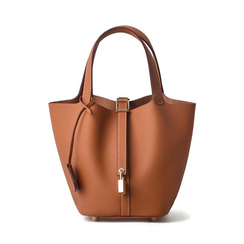 High End Leather Bucket Bag Large Capacity Messenger Bag Female Vegetable Basket Handbag Mommy Bag Bridal Wedding Bag