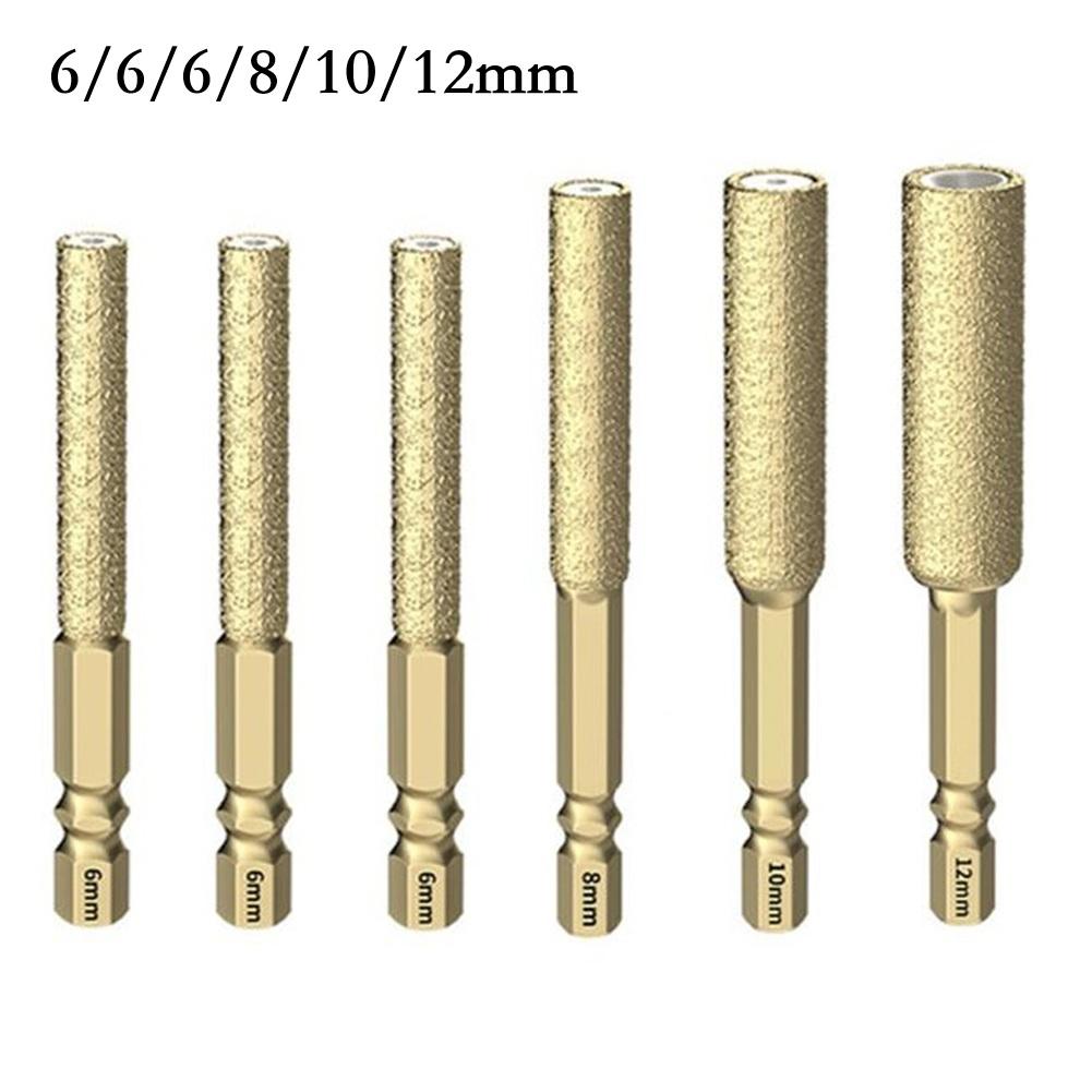 6pcs 6-12mm Hexagonal Shank Core Drill Bit Brazed Diamond Drill Bit For Tile Marble Granite Concrete Dry Drilling Hole Opener