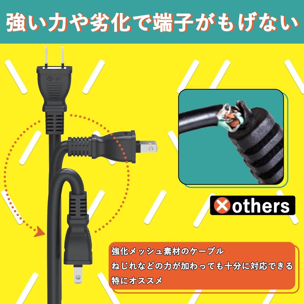 20m Power Cord Extension, Single Outlet, 600V Power Cord, Work Cord, Power Strip, Camping, Soft Cable, Black, Heat and Cold Resistant, PSE Certified,