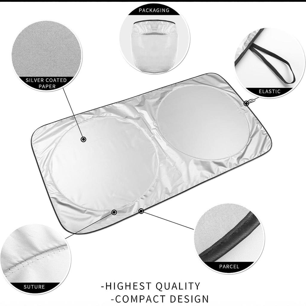 Foldable Car Windshield Sunshade with Storage Bag Universal Front Window Sun Shade UV Protection Blocker for Vehicles 160x86CM