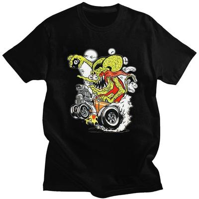 Custom Trendy Anime Cartoon Rat Fink T Shirt Men Short Sleeve Pure Cotton Tshirt Leisure Tee Tops Fashion Tshirts