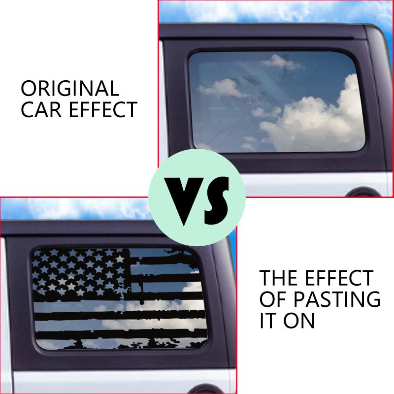 Car Rear Window US Flag Decorative Decal Cover Sticker Jeep Wrangler 2021, 2022, 2024 Style 4 Door Edition External Accessories
