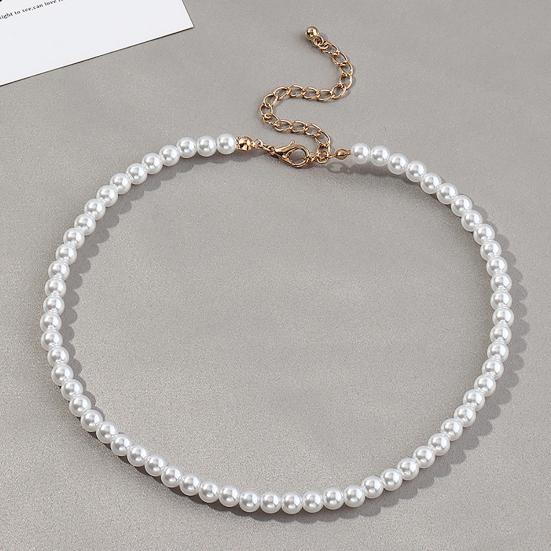 1/5 Pcs Necklace Elegant Fine Workmanship Jewelry Faux Round Pearl Chocker for Daily Use