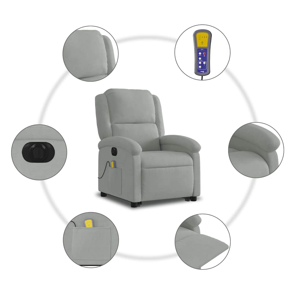 Vidaxl Lift-Up Massage Chair, Electric, Reclining, Light Gray