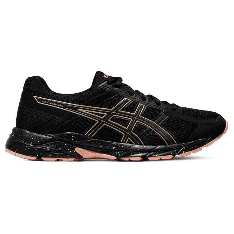 Asics Gel-Contend 4 Breathable Fashion Fabric Synthetic Leather Low-Top Casual Running Shoes Women sneaker Black Gold Pink T8D9Q-011