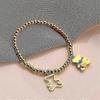 Gold Plated Bear Face Steel Beads Bracelets For Women, Bear Bracelets And Stretch Hearts Lovely Brac New Arrival