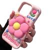 Girl's heart pink three-dimensional flower bracket for iphone16promax Apple 15 mobile phone case 14 new women