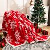 2025 New Christmas Snowflake Fleece Blanket Double Layer Thick Warm Throws Blankets for Sofa Bed Autumn Winter Faux Wool Blanket