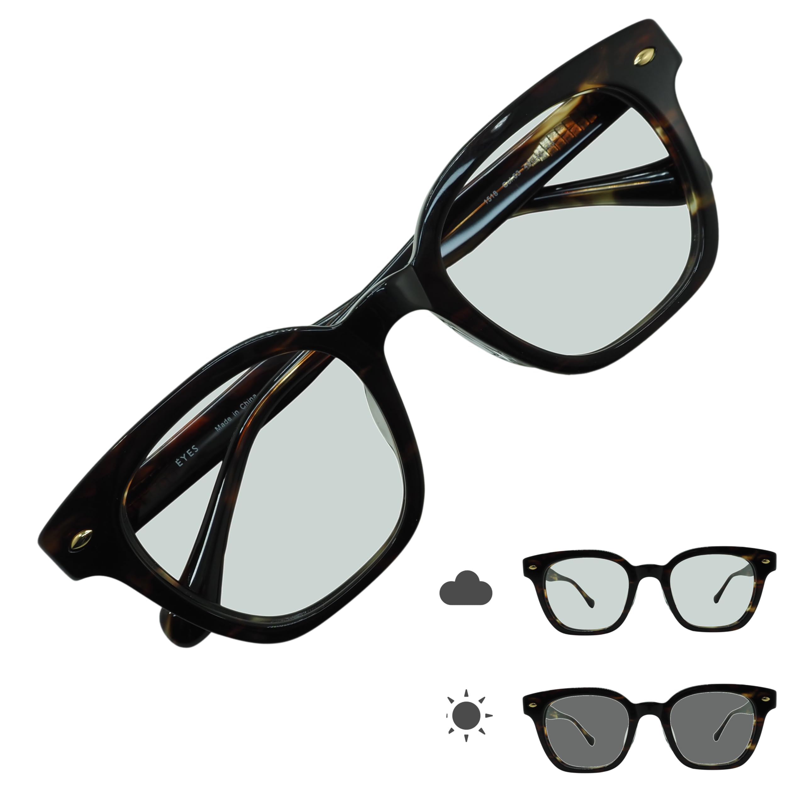 

1518HC Darkening Polarized Photochromic Sunglasses for Cool Classic Wellington Cell UV Protection Dark Demi [OTC.web] Men, Frame, (C-63 BR)