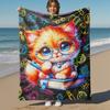 Kitty Study Outdoor Flannel Blankets, Outdoor travel, Home Blankets, Fan Gifts,Suitable for All Seasons, Christmas Gifts. R1127018