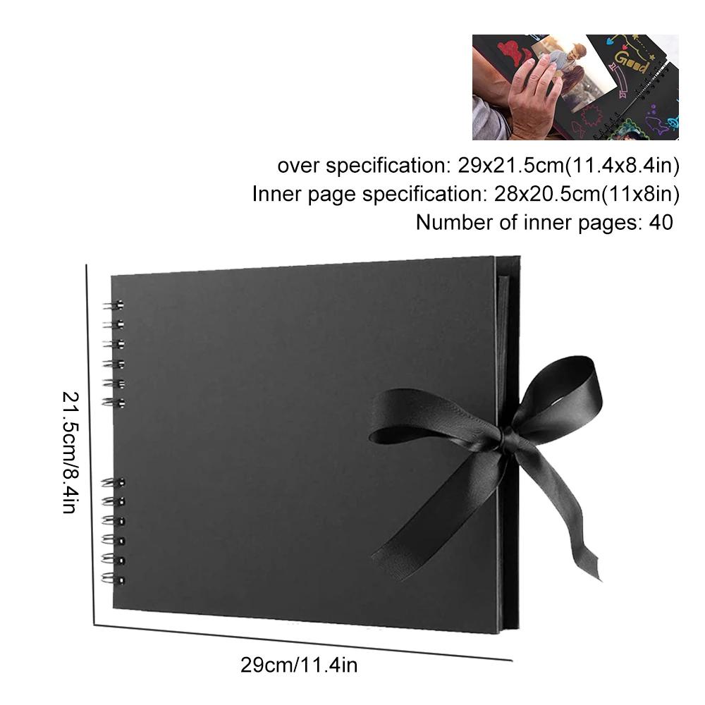 Photo Albums 80 Black Pages Memory Books A4 Craft Paper DIY Scrapbooking Cover Album Set for Wedding Birthday Anniversary Gifts