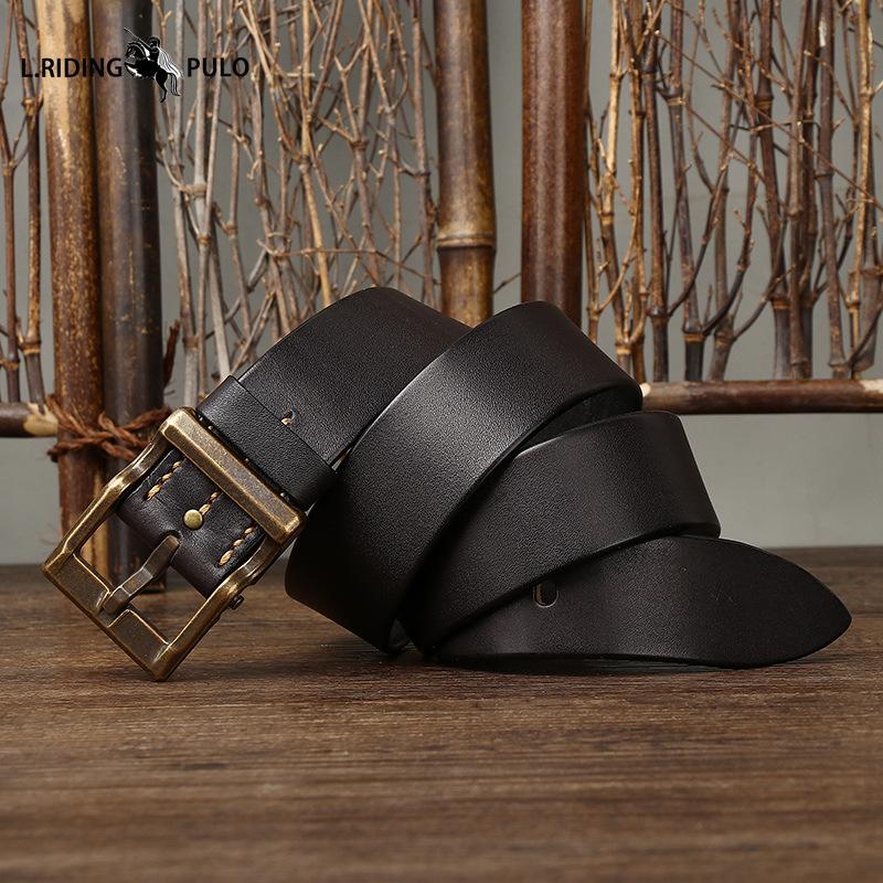 High-end Light Luxury Retro Pure Handmade First Layer Cowhide Belt Men's Fashionable All-match Genuine Leather Belt