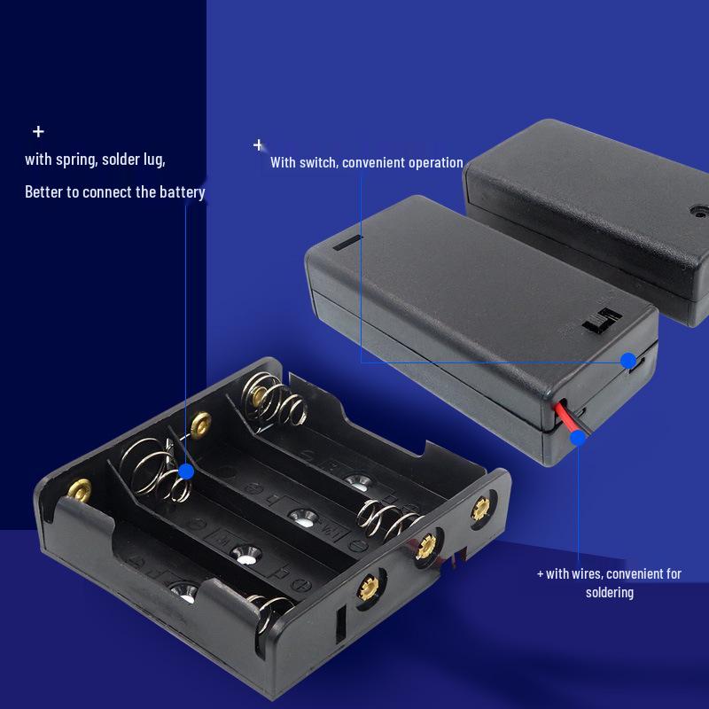 Size 5 Battery Box with Lid and Switch: Holds 1-8 AA 1.5V Cells