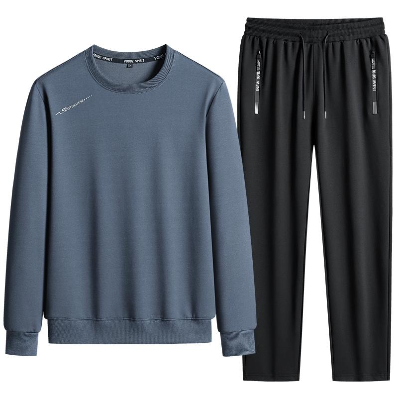 New Sweatshirt Suit Men's Sports Autumn and Winter Pullover Long-sleeved Loose Top Elastic Waist Casual Suit