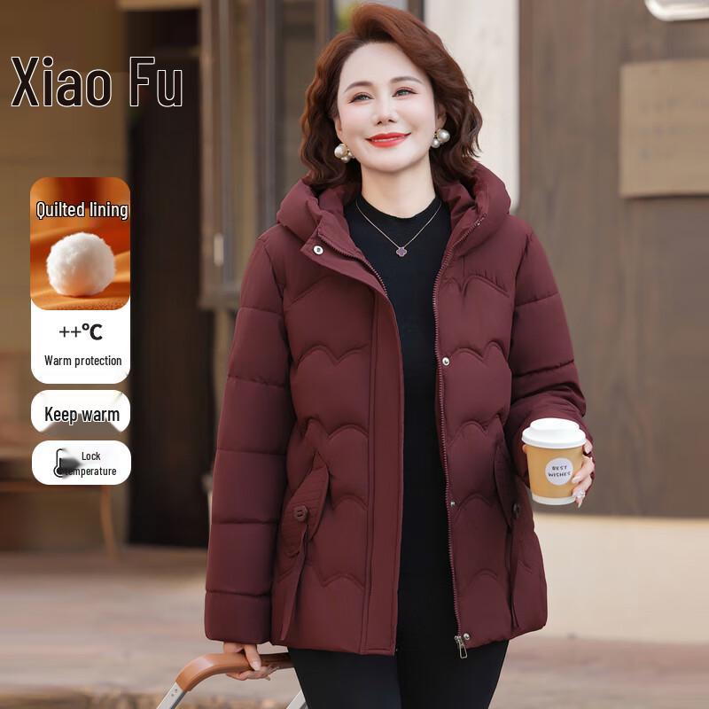

Elderly Women s Warm Winter Hooded Padded Jacket 5XL (155-165 lbs)