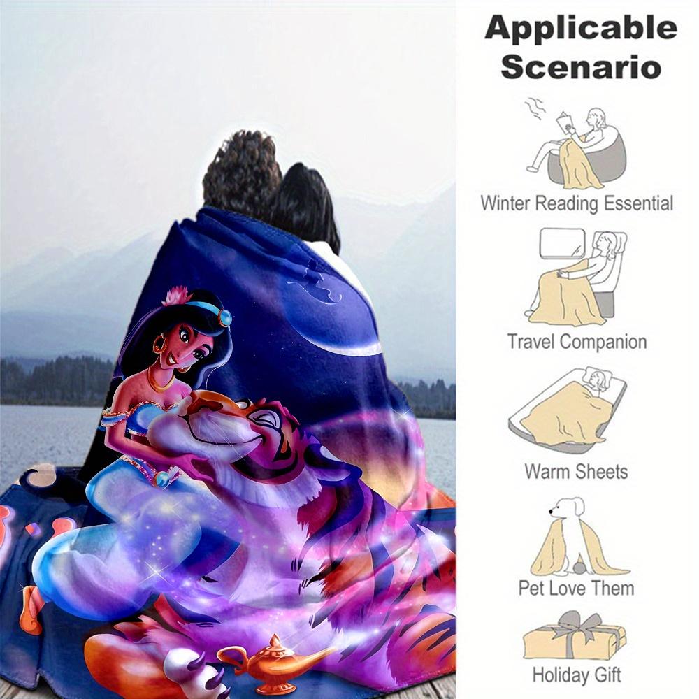 1pc, Aladdin Jasmine & Tiger Rajah Blanket Soft and Cozy Home Decor Gift for Friend, Suitable for All Seasons, Living Room, Travel, Camping