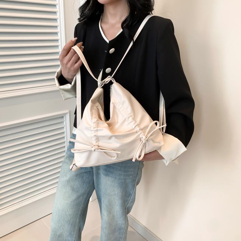 Trendy Bowknot Tote Bag In Beige Silver Pink And Black 2024 Fashionable Design