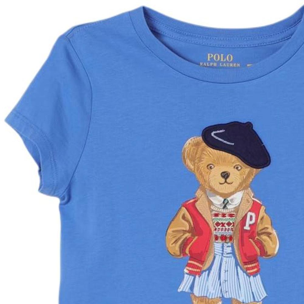 Polo Ralph Lauren T-Shirt Round Neck Fitted Cartoon Pattern Short Sleeve Kids Tops Blue 313934974-001