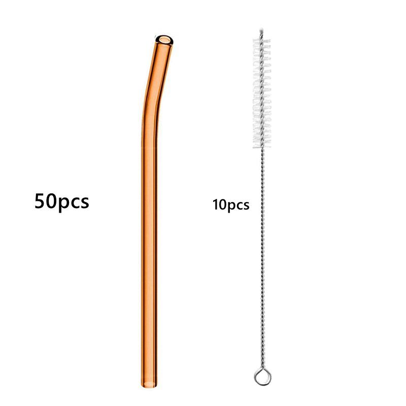 50PCS 20cm Reusable Straws Glass Drinking Straws Multi-color Eco-Friendly Straws for Cocktail Smoothies Bar Accessory Barware