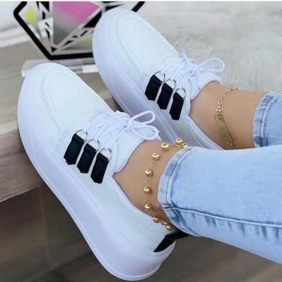Women's Shoes Large Single Shoes Women's Casual Thick Sole Front Lace Up Shoes