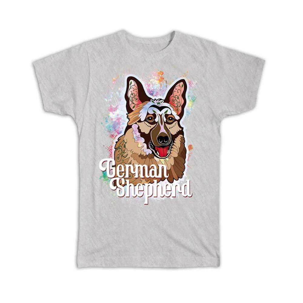 Gift T-Shirt : German Shepherd Fusion Colorful Dog Pet Animal CuteWatercolor 3XL