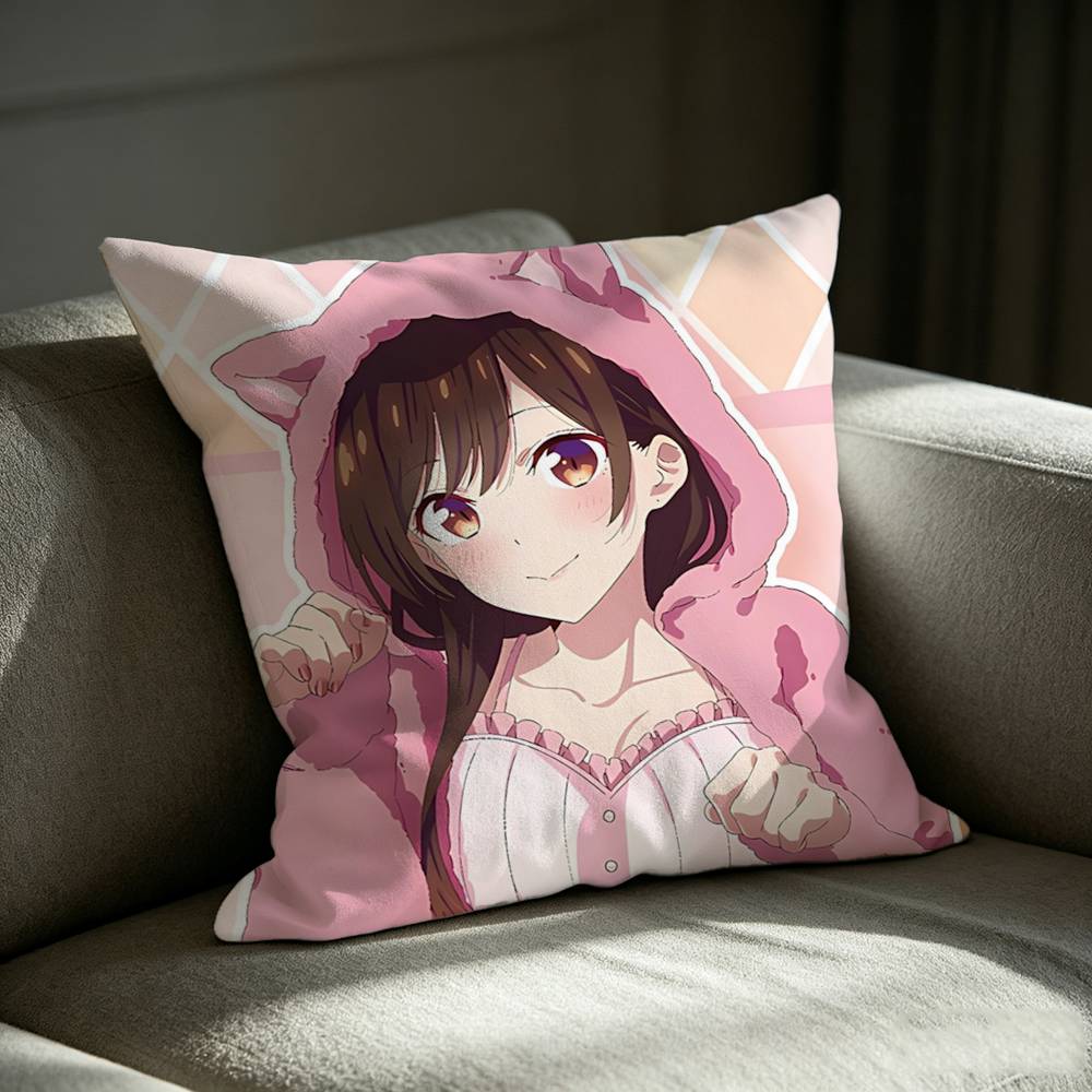 C-Chizuru M-Mizuhara Anime Rent-A-G-Girlfriend Square Sofa Pillow Cover Solid Color Living Room Home Decor Cushion Case