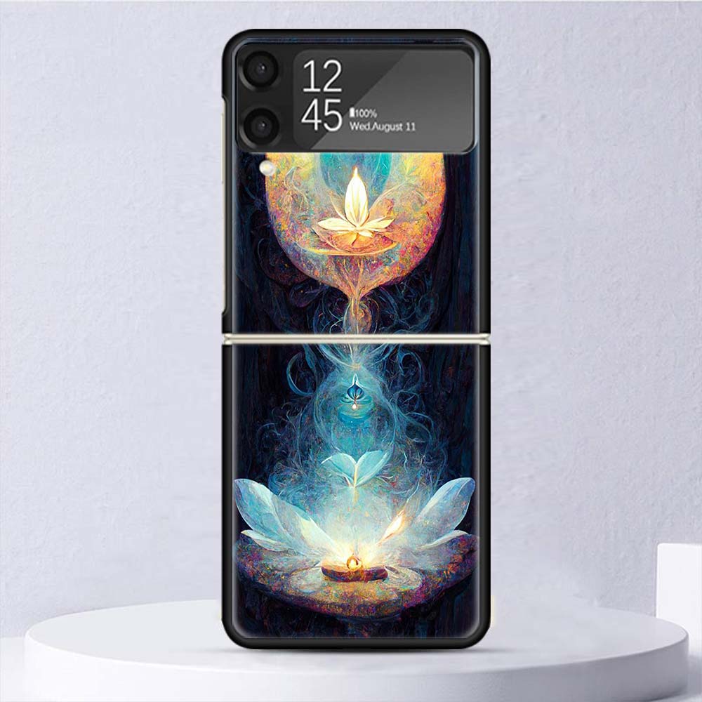 Buddhist Fire Lotus Shockproof Case For Samsung Galaxy Z Flip 7 6 5 4 3 5G Phone Cover Z Flip3 Flip4 Flip5 Flip6 Flip7 Shell Har
